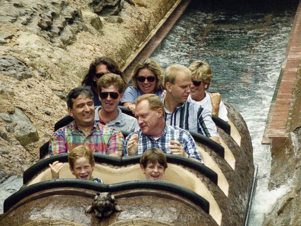 PHOTO: A young Prince Harry, front left, on a ride at Splash Mountain at Walt Disney World in Lake Buena Vista, Florida, August 26, 1993. Riding at back right is Princess Diana. 