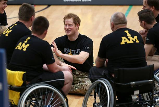 Prince Harry at Invictus Games Orlando with Wheelchair Veterans 