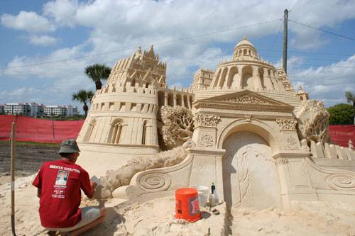 New Smyrna Beach Sand Art Festival roman temple