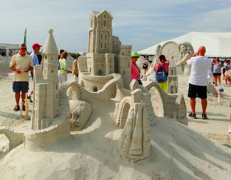 New Smyrna Beach Sand Art Festival sand castles with moat