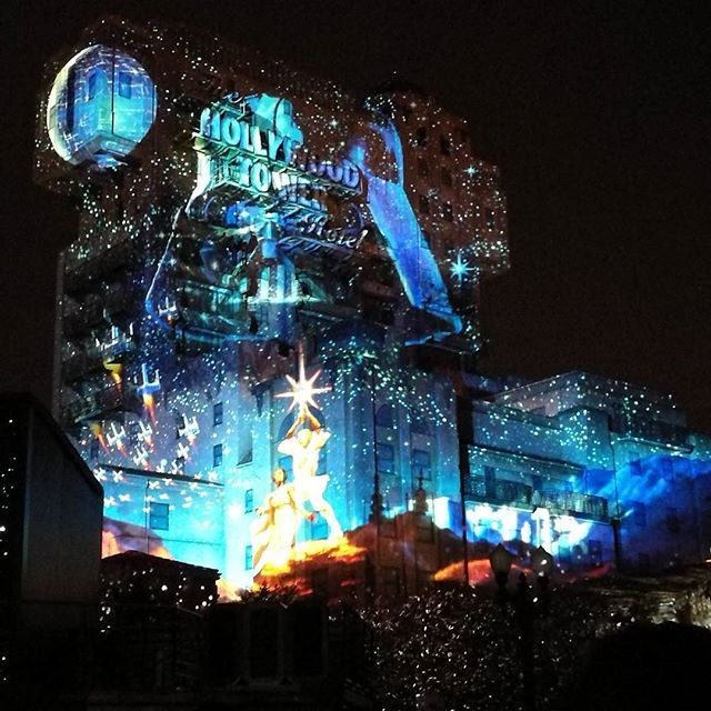 Darth Vader / Death Star projections on Tower of Terror at Star Wars: Galactic Nights