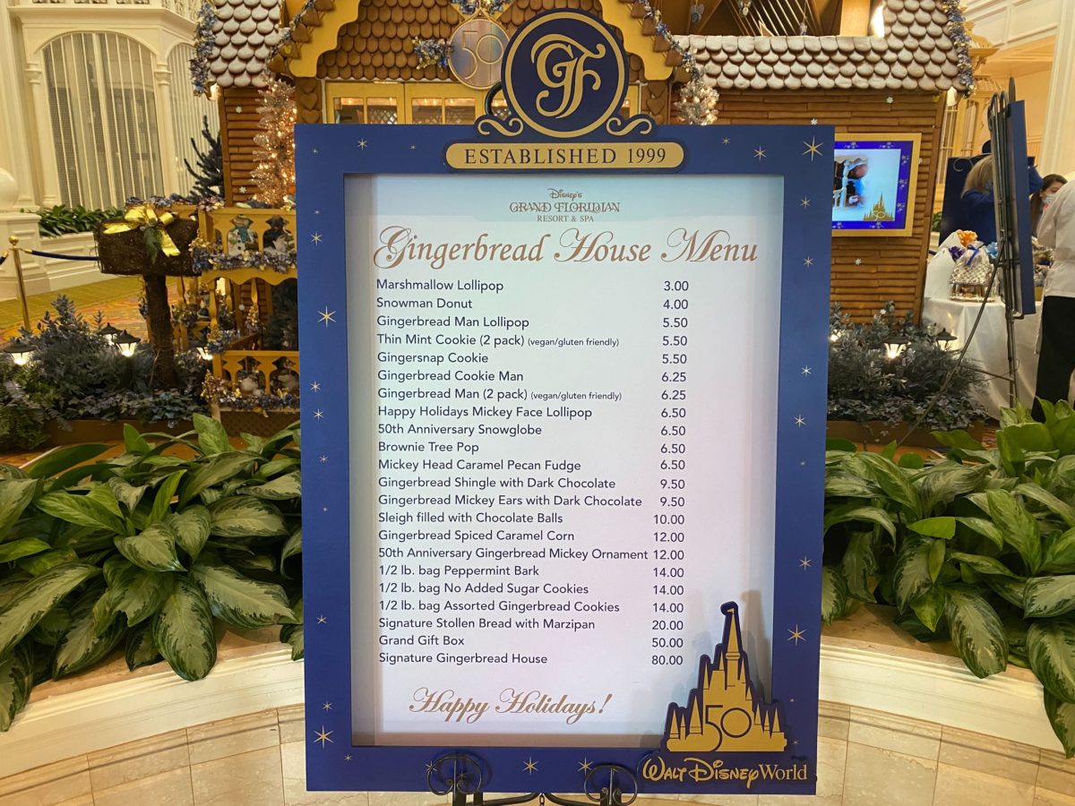 Gingerbread menu at Disney 