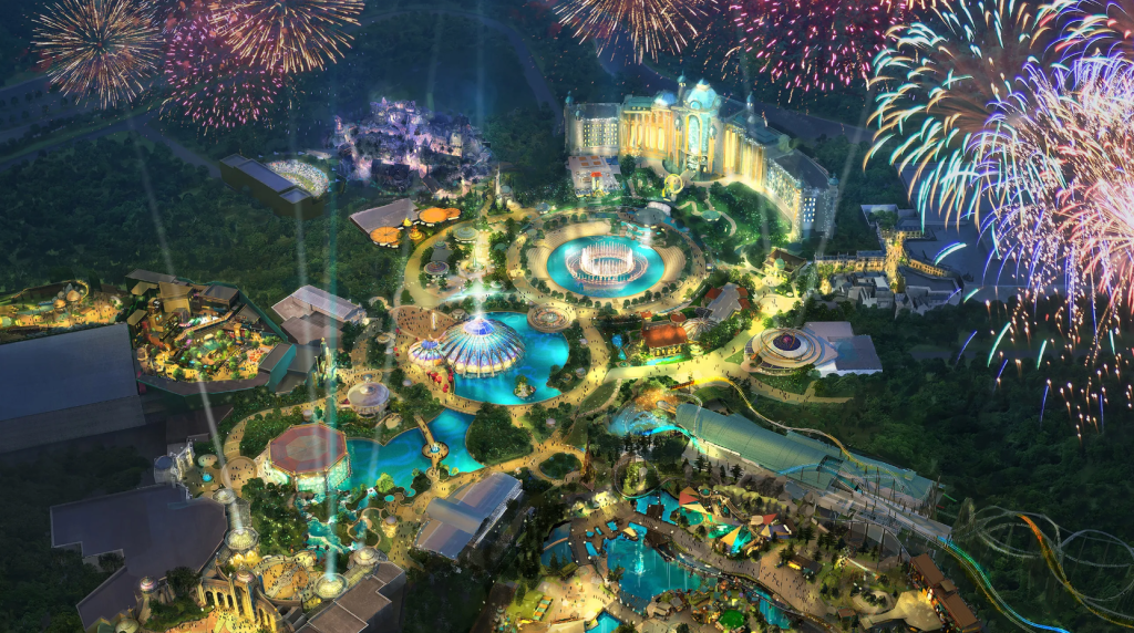 Aerial Shot of Epic Universe Orlando Theme Park