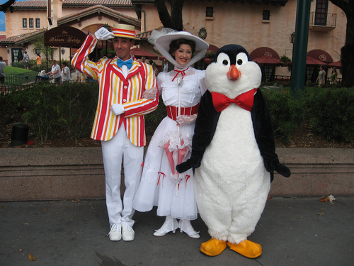 Dapper Days Costumed Bert and Mary Poppins with Penguin 